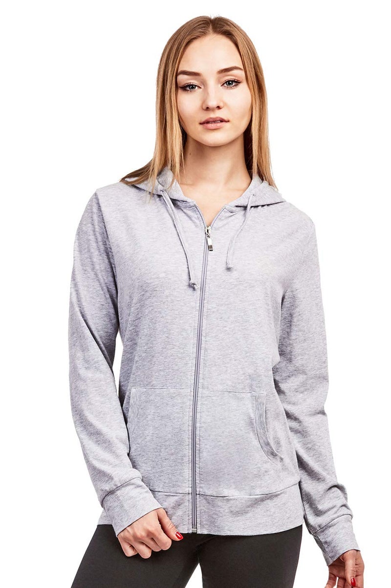 Cottonbell Women's Zip Up Cotton Light Hoodie Jacket (M, Heather Gray) - Image 1